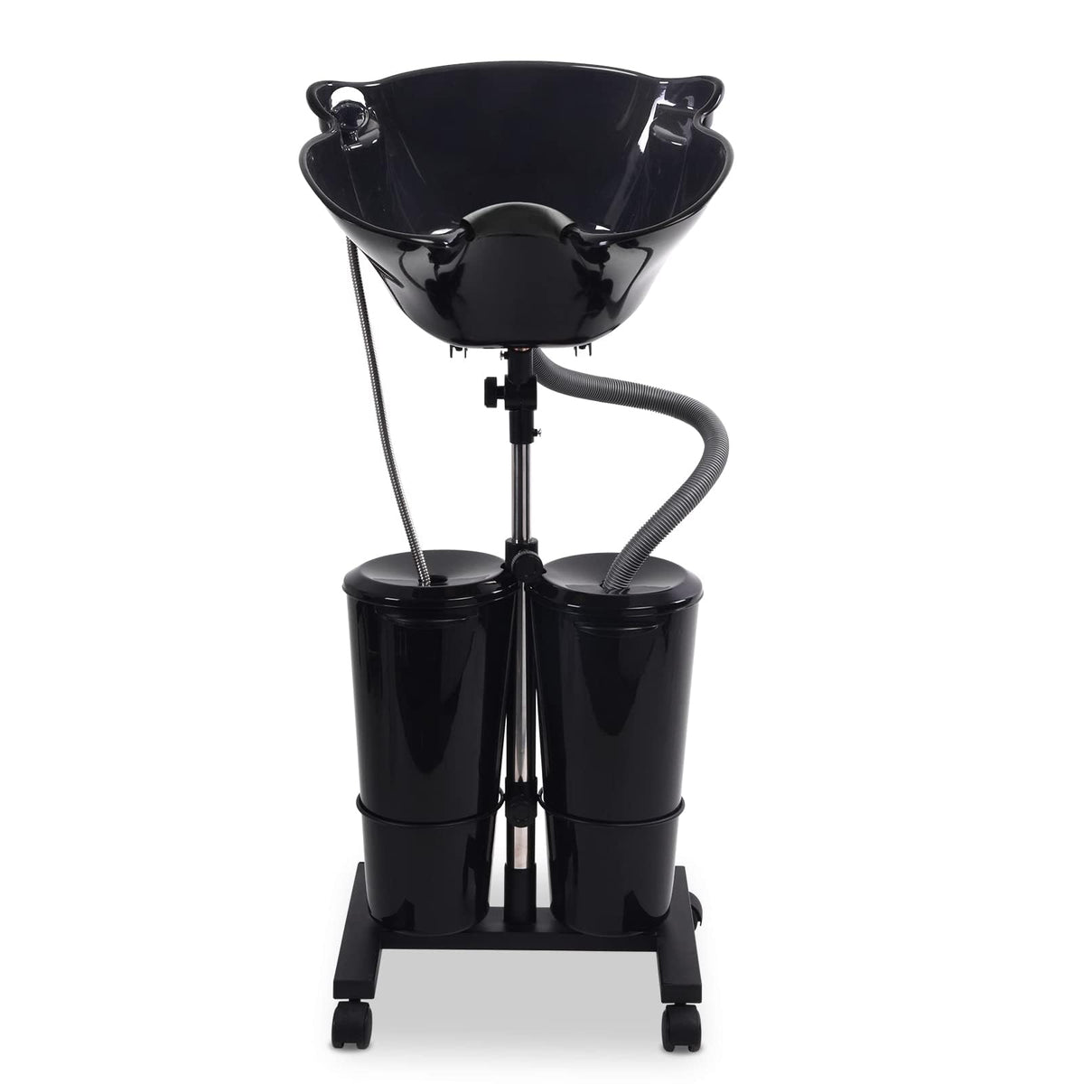 Portable Shampoo Bowl with Electric Pump and 2 Water Tanks, Height and Angle Adjustable Black Y223