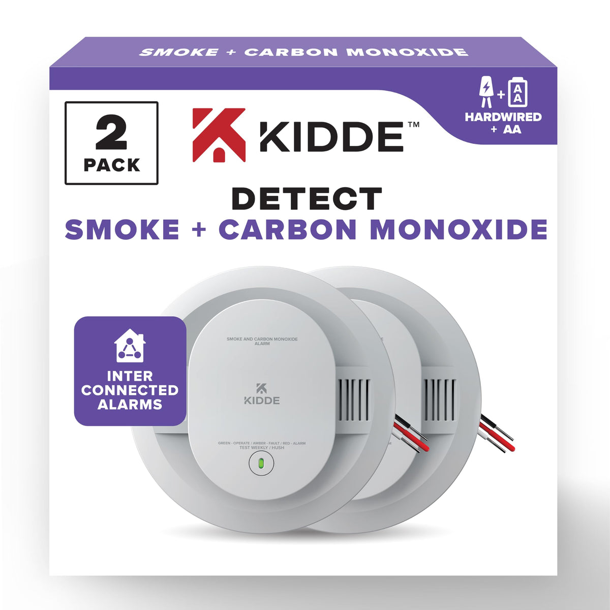 Hardwired Smoke & Carbon Monoxide Detector, 2 Pack E76232
