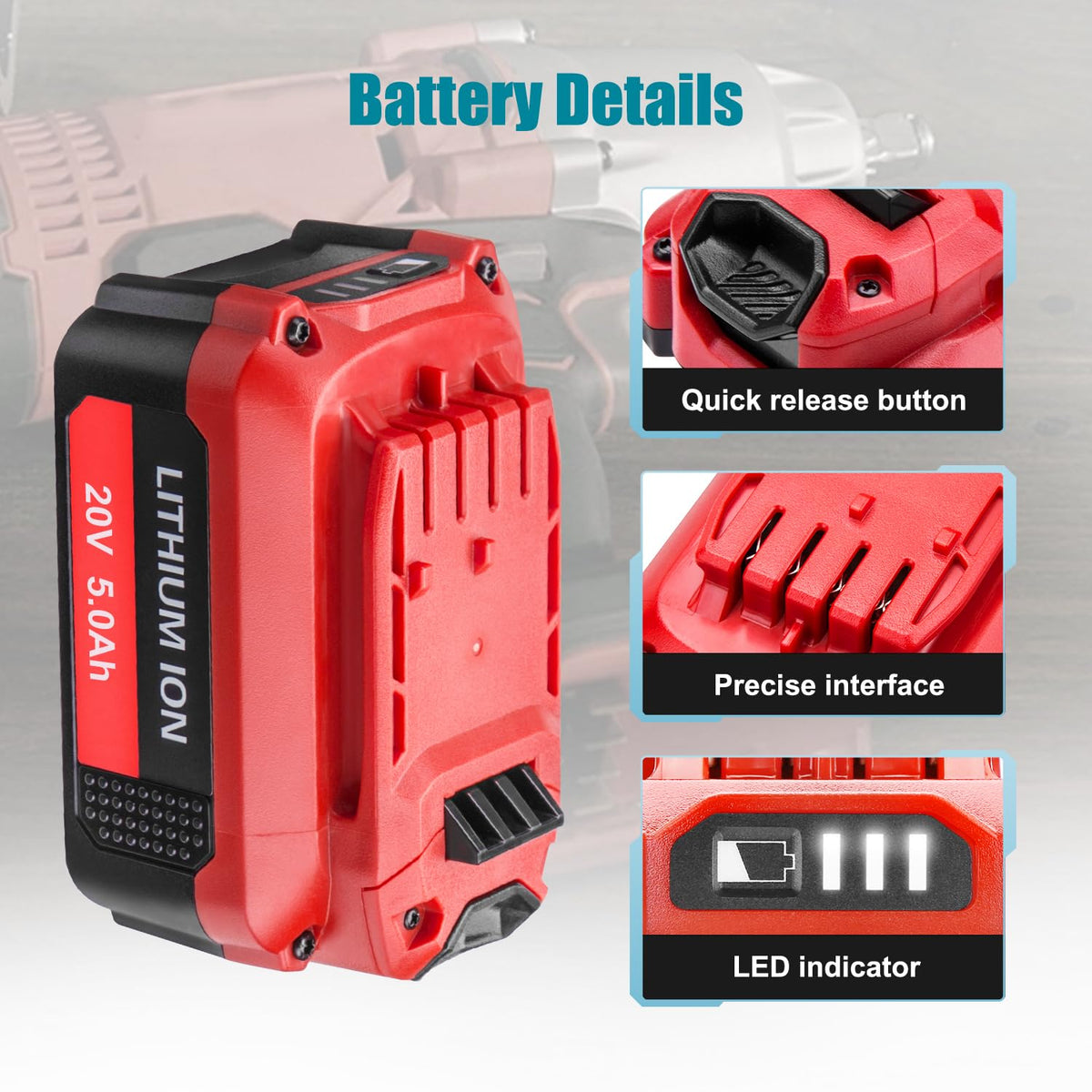 2 Pack 5.0Ah Lithium Battery Q44759