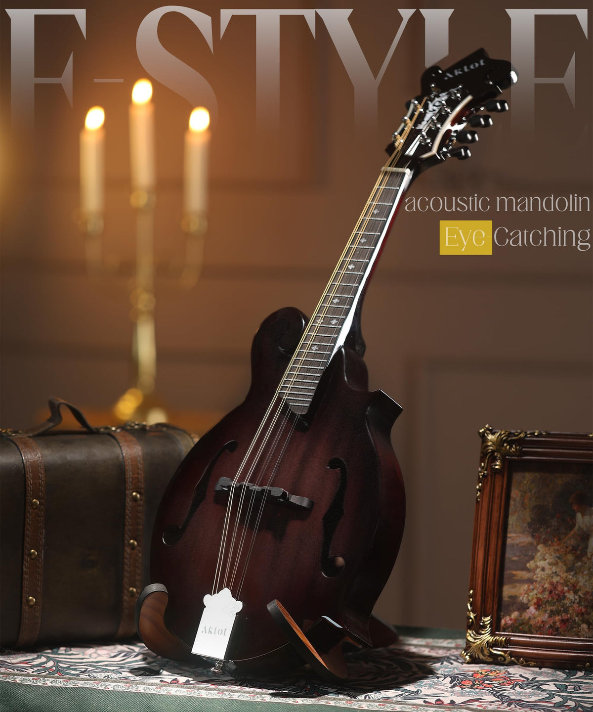Hand-Carved Mahogany Acoustic Mandolin with Padded Bag B1870