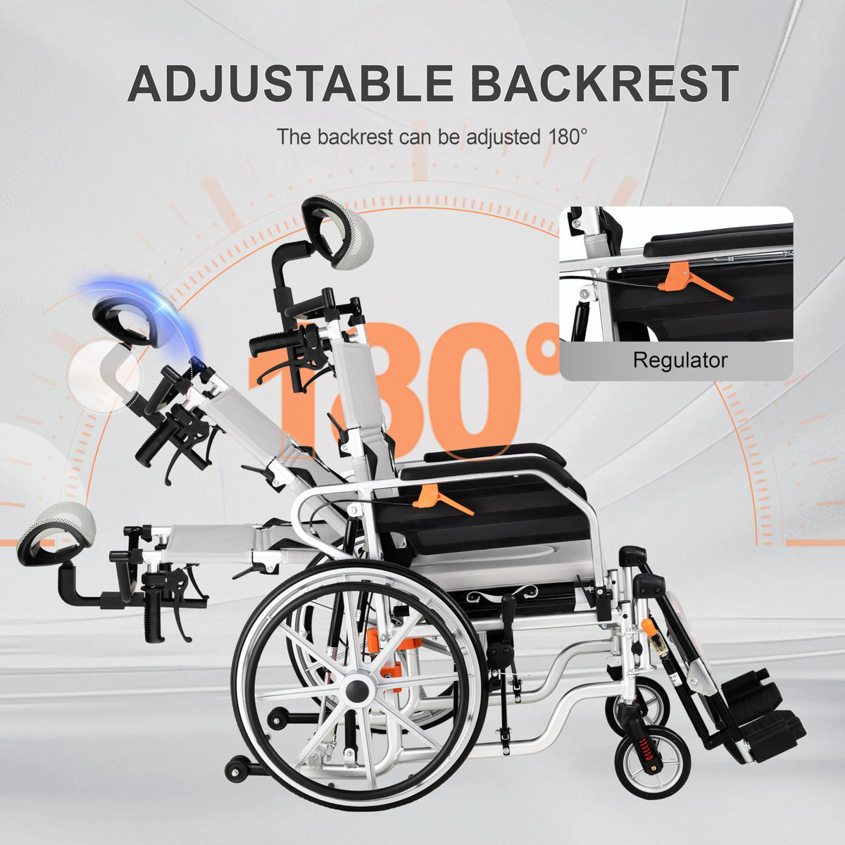 5-in-1 Reclining Wheelchair with 18.5" Wide Seat X942506