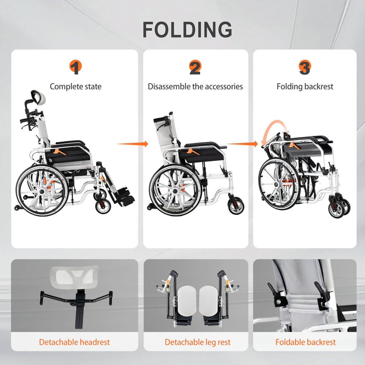 5-in-1 Reclining Wheelchair with 18.5" Wide Seat X942506