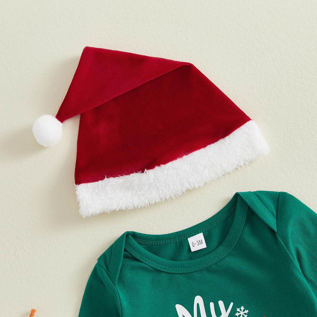 My First Christmas Baby Boy Outfit Romper Pants Hat H8804