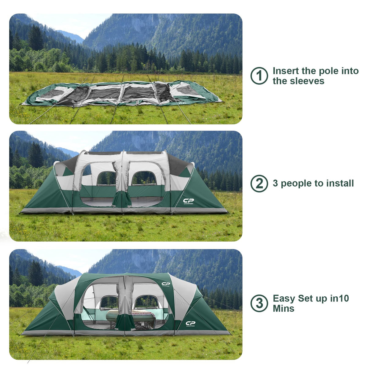 12 Person 3-Room Waterproof Camping Tent B803