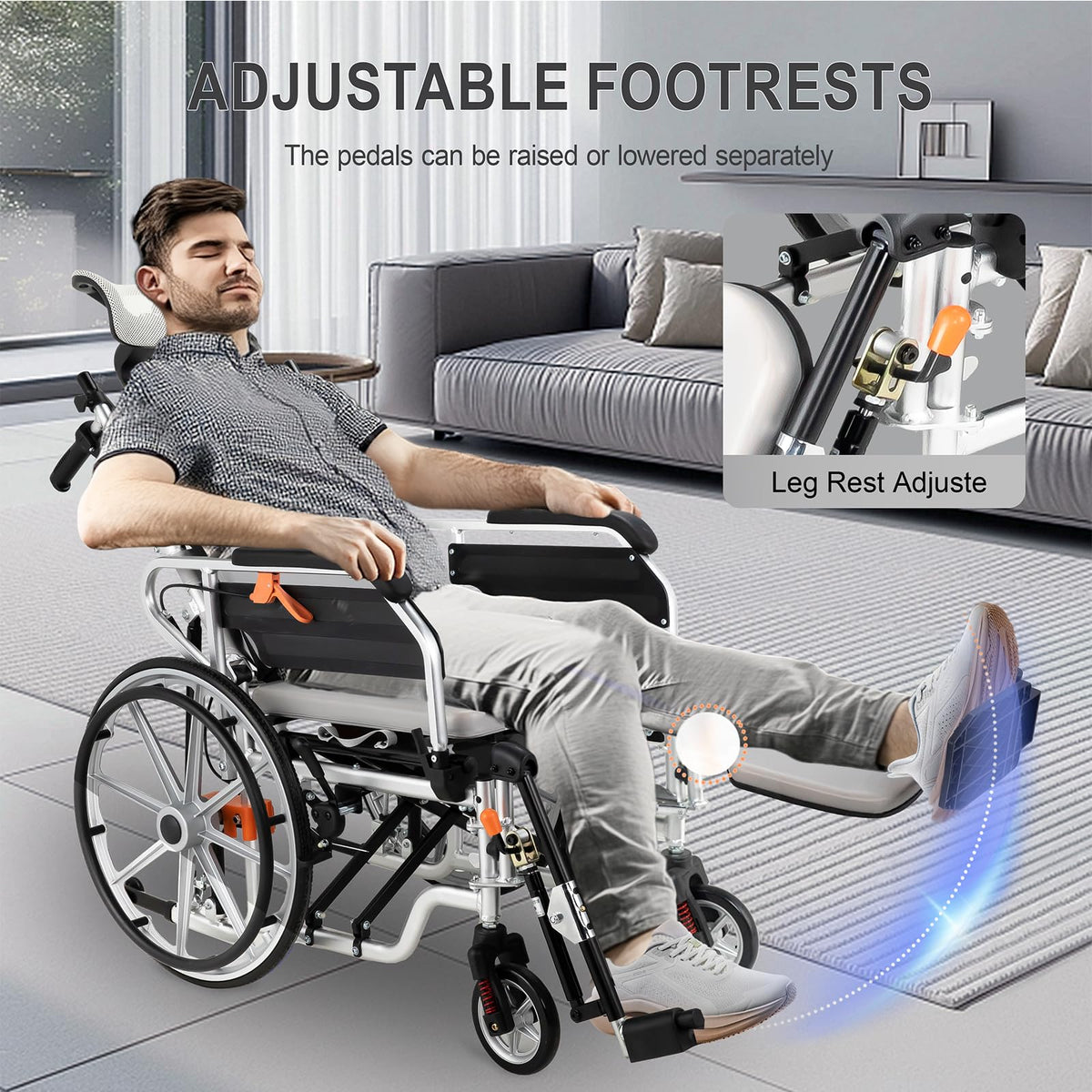 5-in-1 Reclining Wheelchair with 18.5" Wide Seat X942506